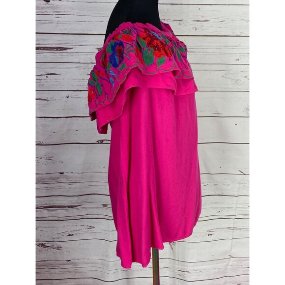 Umgee USA Embroidered Ruffled Off the‎ Shoulder Mini Dress Large - Picture 3 of 9